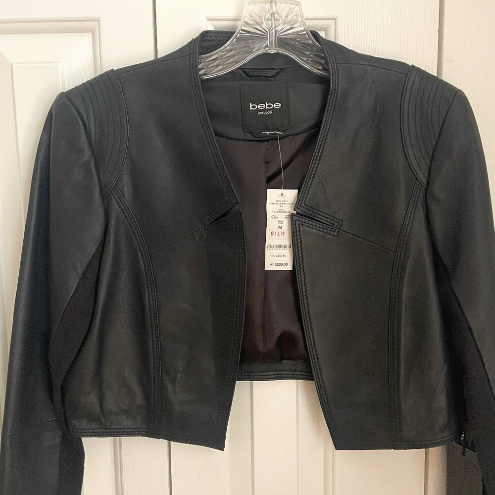 NWT bebe Crop Leather Jacket